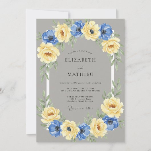 Invitation Couronne de mariage à l'anémone jaune (Devant)
