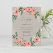 Invitation Couronne de mariage à l'anémone pêche chaude (Debout devant)