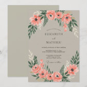 Invitation Couronne de mariage à l'anémone pêche chaude (Devant / Derrière)