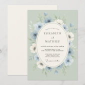 Invitation Couronne de mariage à l'anémone poussiéreuse (Devant / Derrière)