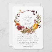 Invitation Couronne de mariage à l'aquarelle automnale rustiq (Devant)
