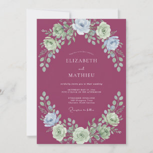 Invitation Couronne de mariage à l'aquarelle magenta