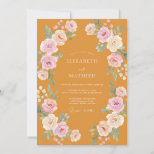 Invitation Couronne de mariage à l'aquarelle ocre