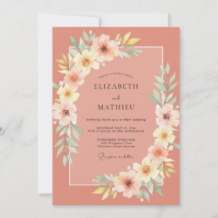 Invitation Couronne de mariage à l'aquarelle Terracotta