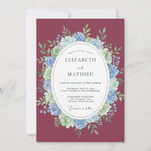 Invitation Couronne de Mariage à l'Hydrangea Pourpre