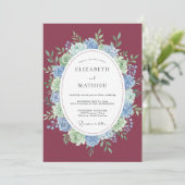 Invitation Couronne de Mariage à l'Hydrangea Pourpre (Debout devant)