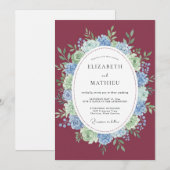 Invitation Couronne de Mariage à l'Hydrangea Pourpre (Devant / Derrière)