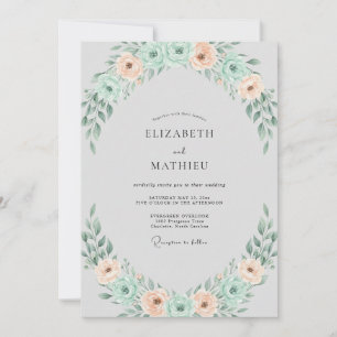 Invitation Couronne de mariage abricot écume de mer