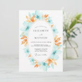 Invitation Couronne de mariage abricot sarcelle (Debout devant)