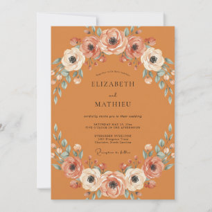 Invitation Couronne de mariage abricot terracotta assourdi