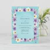 Invitation Couronne de mariage Améthyste Aqua (Debout devant)