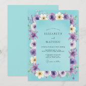 Invitation Couronne de mariage Améthyste Aqua (Devant / Derrière)