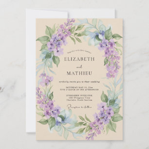 Invitation Couronne de mariage Améthyste Champagne