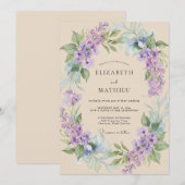 Invitation Couronne de mariage Améthyste Champagne (Devant / Derrière)
