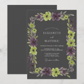 Invitation Couronne de mariage Améthyste Charbon (Devant / Derrière)