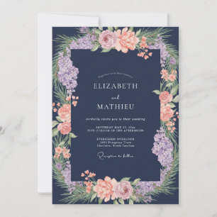 Invitation Couronne de mariage Améthyste Indigo