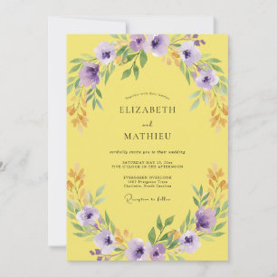 Invitation Couronne de mariage Améthyste Jaune Beurre