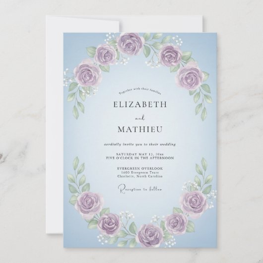 Invitation Couronne de mariage Améthyste Pervenche (Devant)