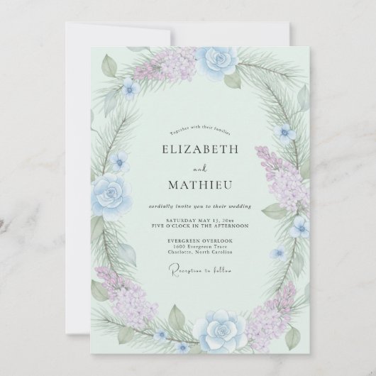 Invitation Couronne de mariage Améthyste Pervenche (Devant)