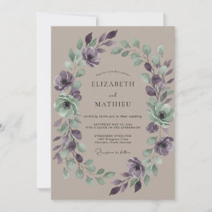 Invitation Couronne de mariage Améthyste Taupe