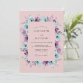 Invitation Couronne de mariage Améthyste Turquoise (Debout devant)