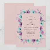 Invitation Couronne de mariage Améthyste Turquoise (Devant / Derrière)