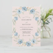 Invitation Couronne de mariage Anémone Bleuet (Debout devant)