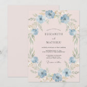 Invitation Couronne de mariage Anémone Bleuet (Devant / Derrière)