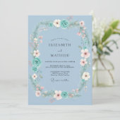 Invitation Couronne de mariage Aqua Blush (Debout devant)