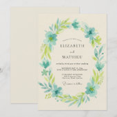 Invitation Couronne de mariage Aqua Chartreuse (Devant / Derrière)