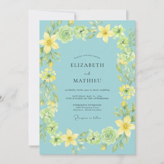 Invitation Couronne de mariage Aqua Lemon (Devant)