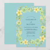 Invitation Couronne de mariage Aqua Lemon (Devant / Derrière)