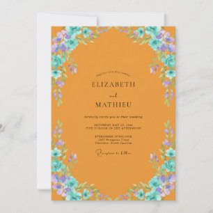 Invitation Couronne de mariage aqua Marigold