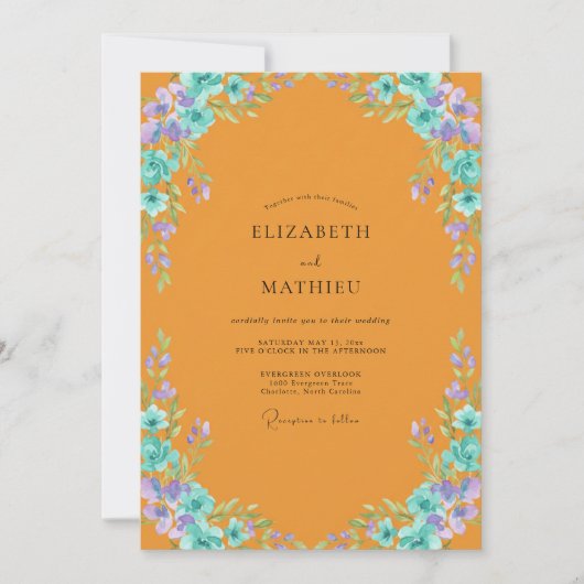 Invitation Couronne de mariage aqua Marigold (Devant)