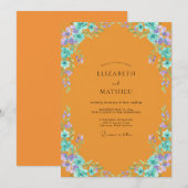 Invitation Couronne de mariage aqua Marigold (Devant / Derrière)