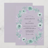 Invitation Couronne de mariage Aqua Pervenche (Devant / Derrière)