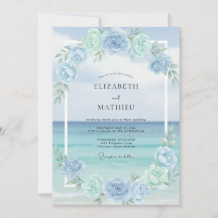 Invitation Couronne de mariage Aqua Seafoam