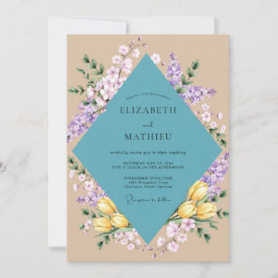 Invitation Couronne de mariage Aqua Soft Lilas