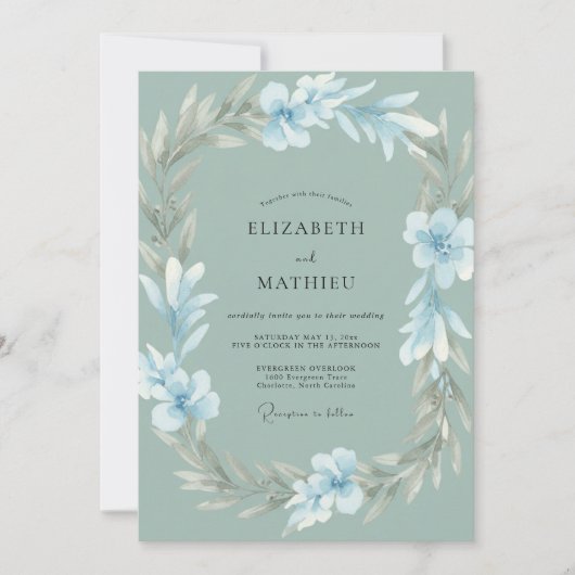 Invitation Couronne de mariage Argent Glacé (Devant)