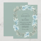 Invitation Couronne de mariage Argent Glacé (Devant / Derrière)
