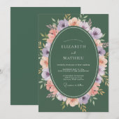 Invitation Couronne de mariage au corail lilas (Devant / Derrière)