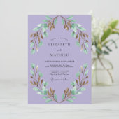 Invitation Couronne de mariage au feuillage de lilas (Debout devant)