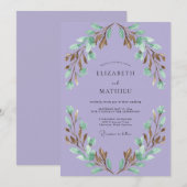 Invitation Couronne de mariage au feuillage de lilas (Devant / Derrière)