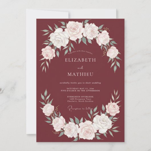 Invitation Couronne de mariage au feuillage de vin (Devant)