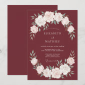Invitation Couronne de mariage au feuillage de vin (Devant / Derrière)