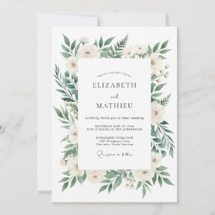 Invitation Couronne de mariage au feuillage d'ivoire