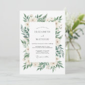 Invitation Couronne de mariage au feuillage d'ivoire (Debout devant)