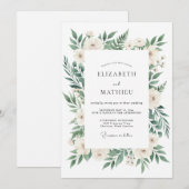 Invitation Couronne de mariage au feuillage d'ivoire (Devant / Derrière)