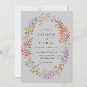 Invitation Couronne de mariage au lilas cuivré