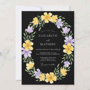 Invitation Couronne de mariage au lilas noir